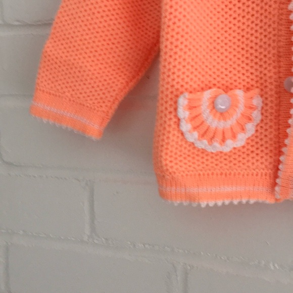 vintage toddler girl handmade cardigan with cute appliqués and pockets size 3T - Picture 3 of 5